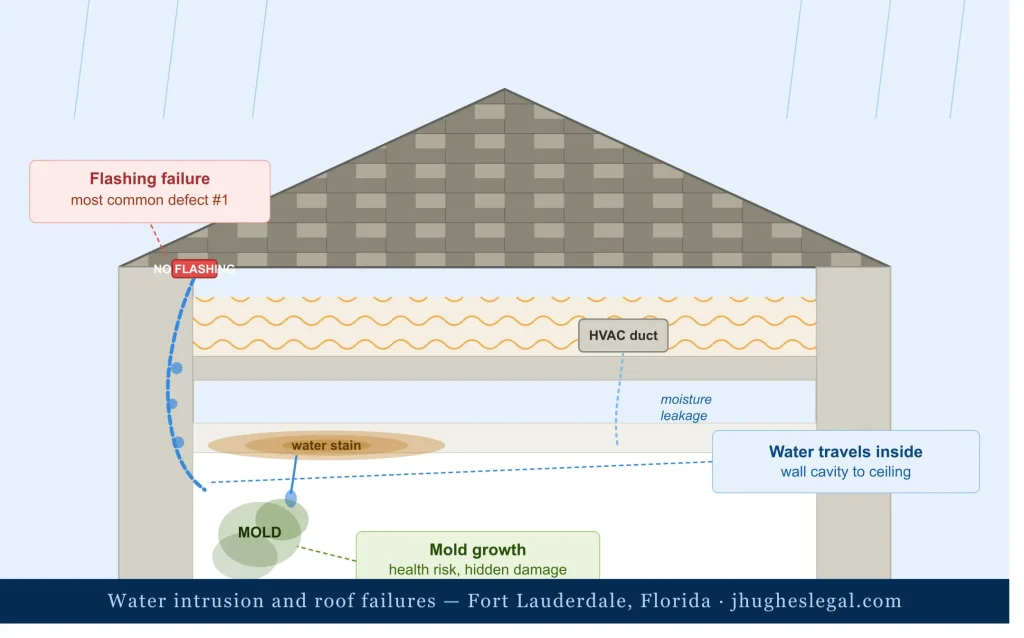 5 Construction Defects Fort Lauderdale Homeowners Discover After Buying 2 water intrusion roof fort lauderdale