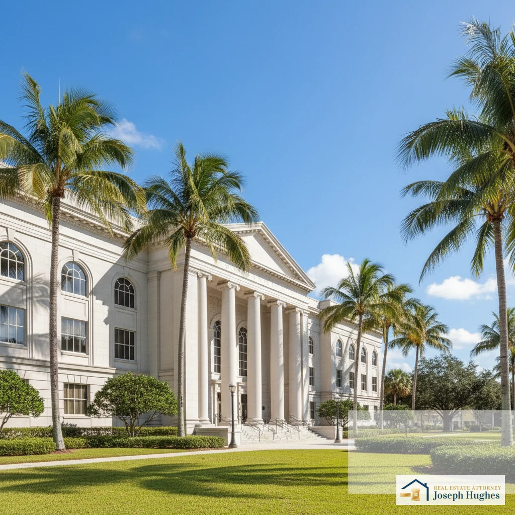 Florida courthouse with palm trees — partition action Florida real estate attorney