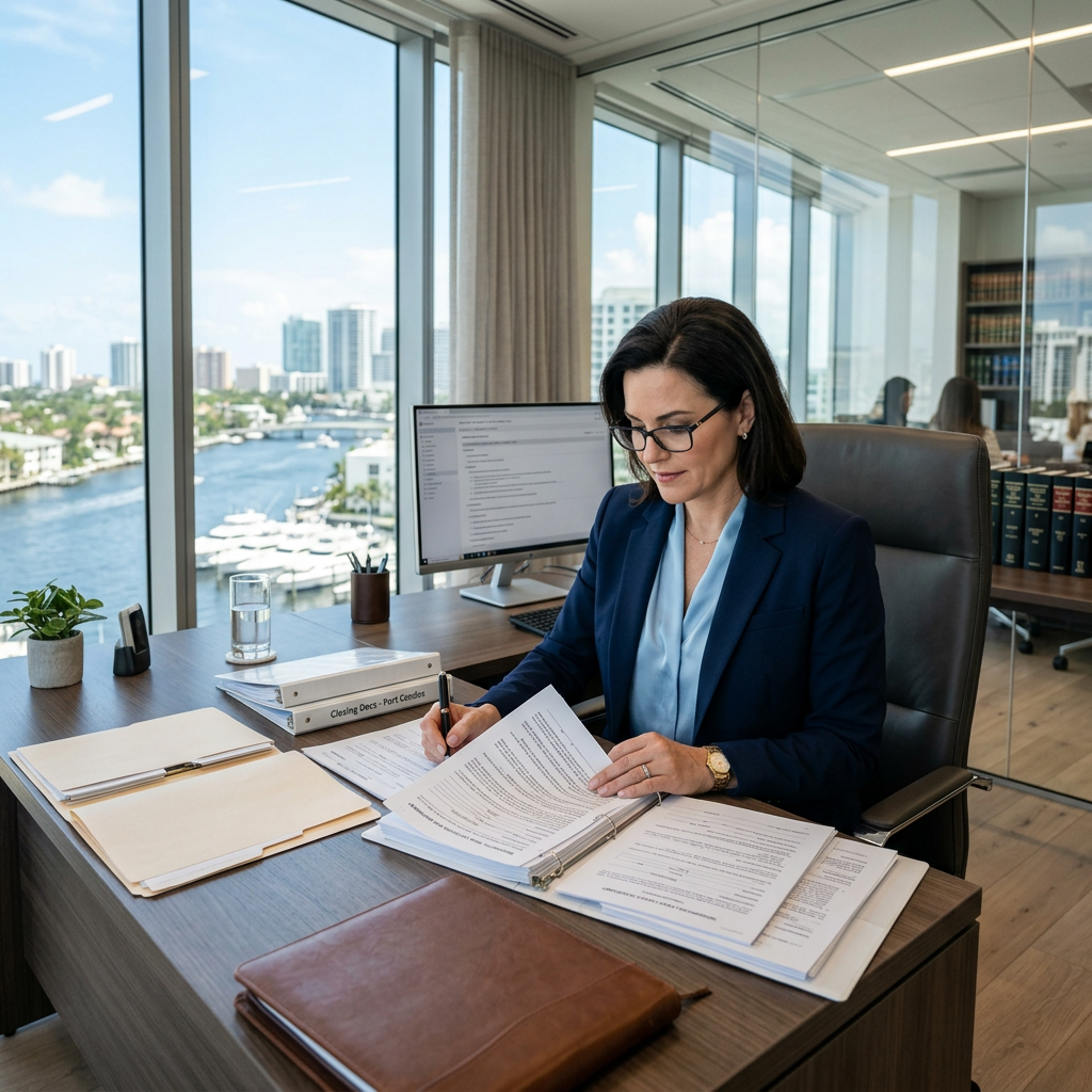 Real estate attorney in Fort Lauderdale Florida reviewing property documents