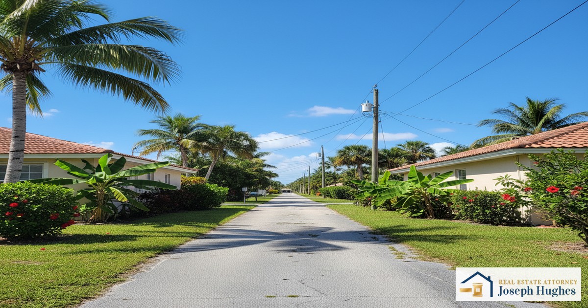 Florida utility easement right-of-way corridor between residential properties