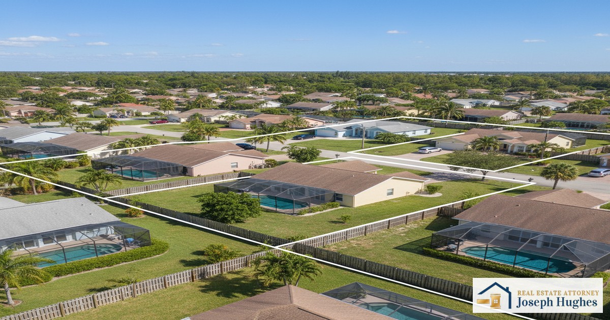 Florida property boundary aerial view showing residential easement lines and lot divisions