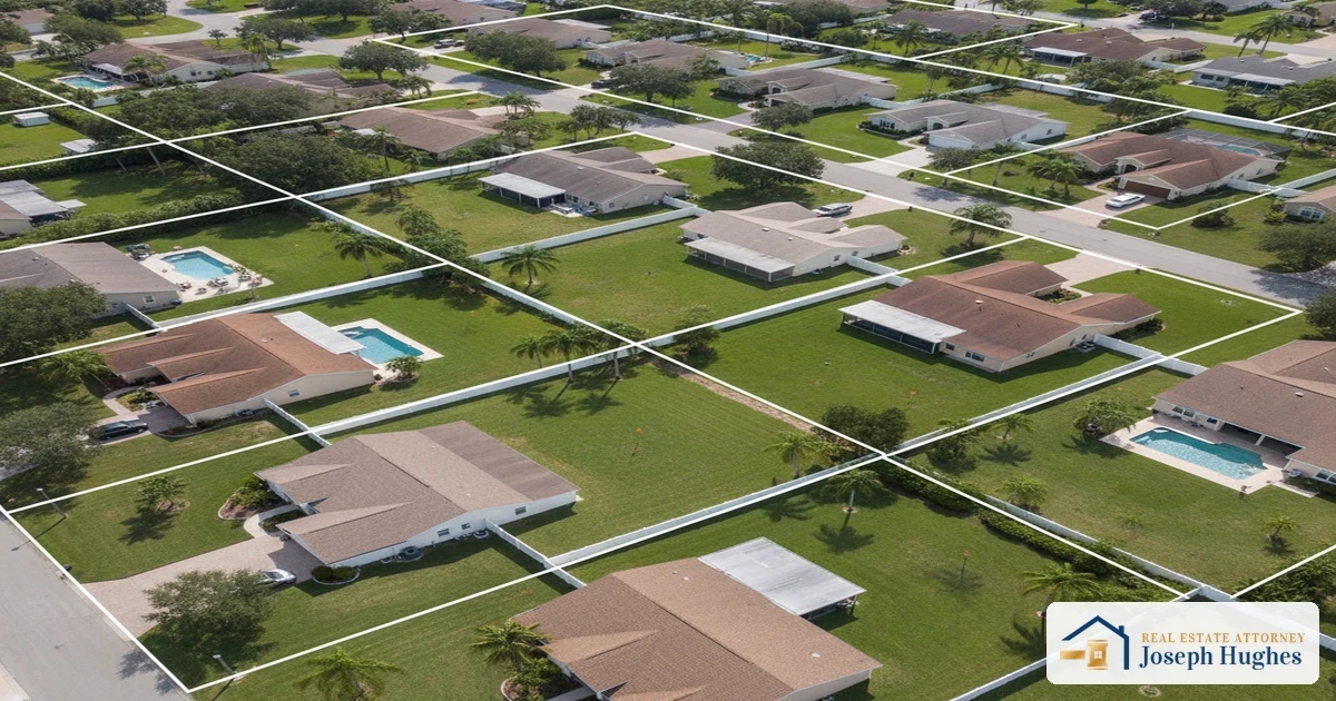 Florida title dispute — aerial view of residential property boundary lines