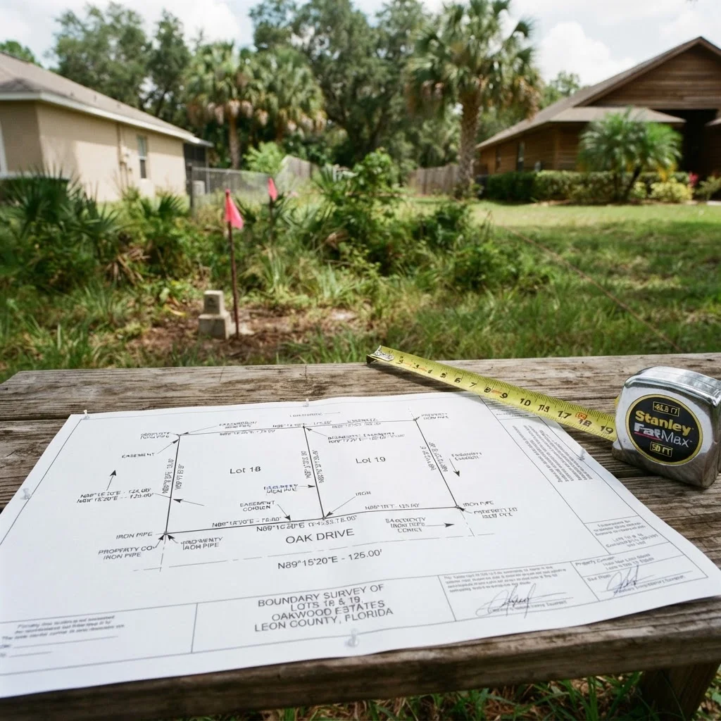 Property Line Encroachment Laws Florida 1 Property survey map showing boundary line encroachment between two Florida properties