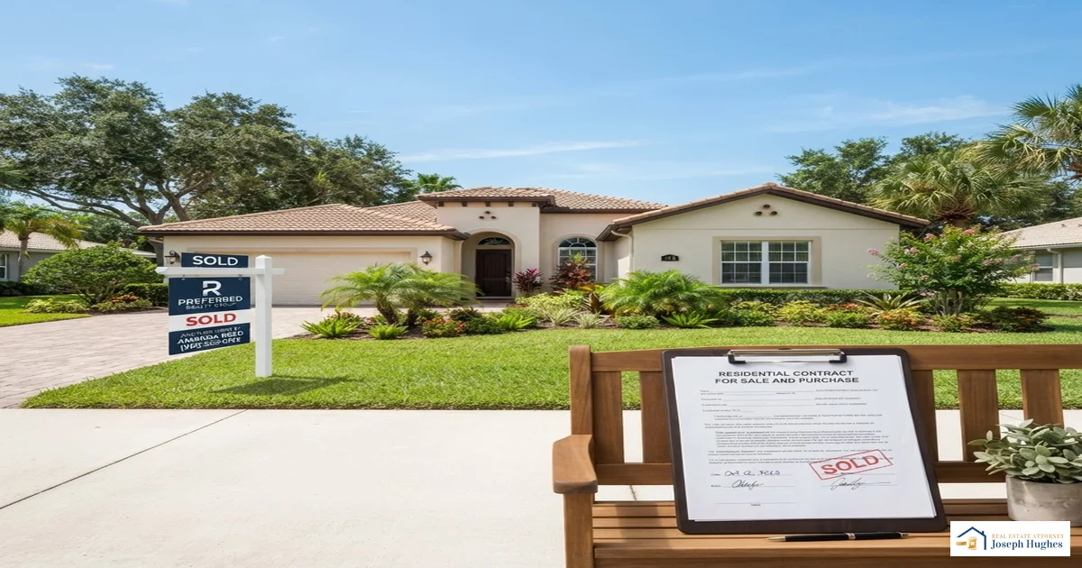 Florida residential property with sold sign and contract documents